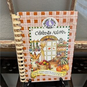 Vintage Gooseberry Patch "Celebrate Autumn" Spiral Recipe Book - Orange Plaid